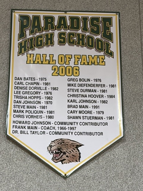 Official Paradise High School Hall of Fame 2006 plaque